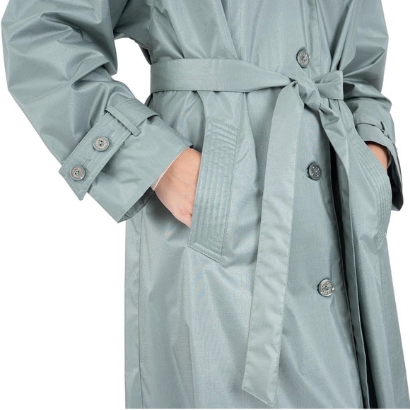 Chic Sage Long Rain Coat with Belt - Picture 8 of 9